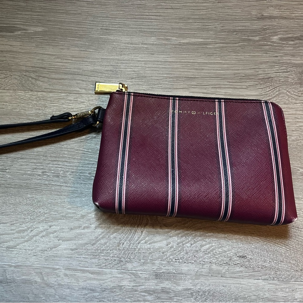 Tommy Hilfiger Maroon and Black Wristlet